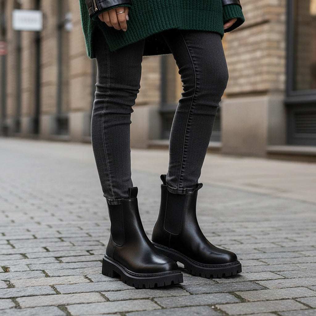 Caroline | Women's Chelsea Ankle Boots Chunky Sole Round Toe