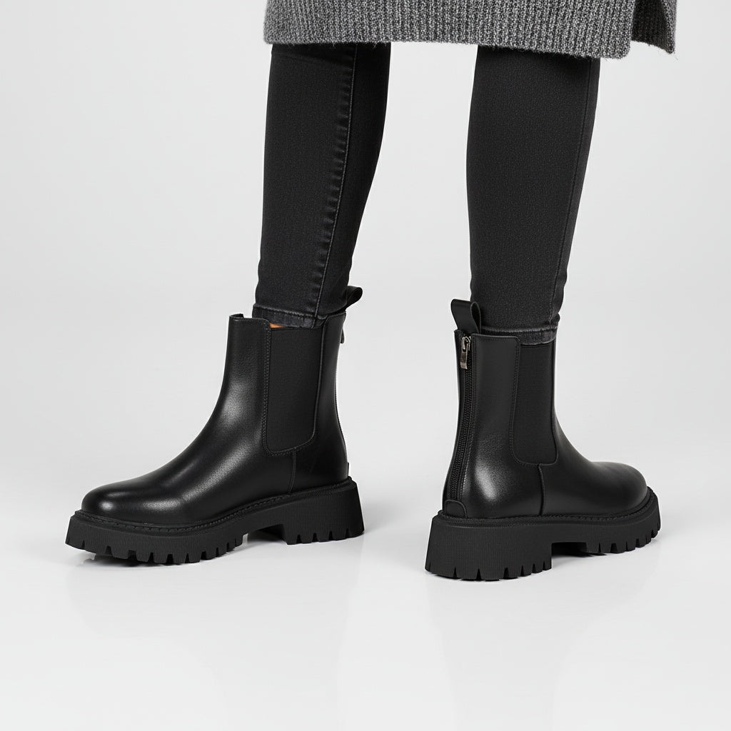 Caroline | Women's Chelsea Ankle Boots Chunky Sole Round Toe