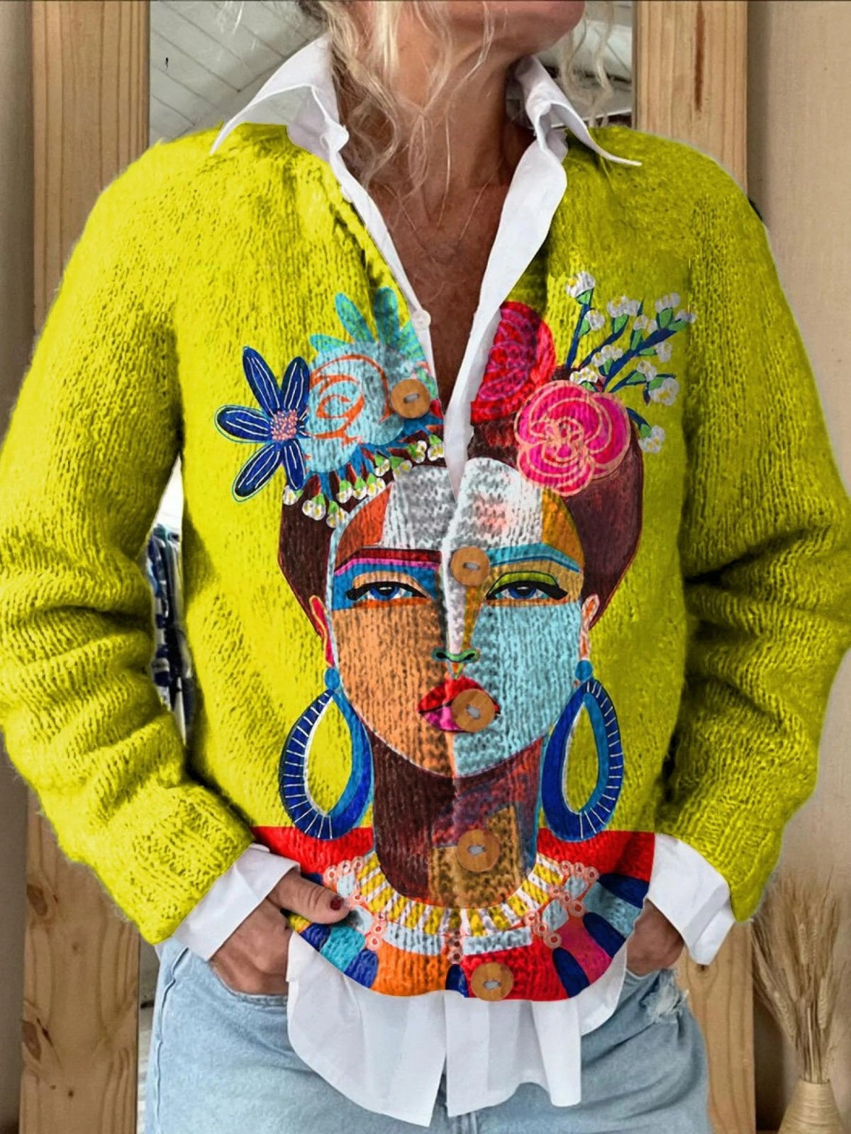 Mia | Women's Floral Cardigan Sweater Button Up Knit Jacket