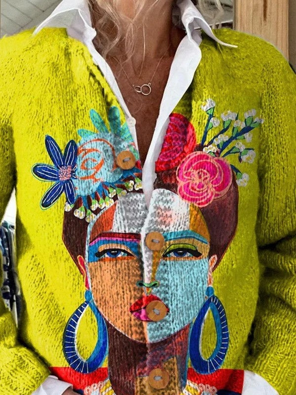 Mia | Women's Floral Cardigan Sweater Button Up Knit Jacket
