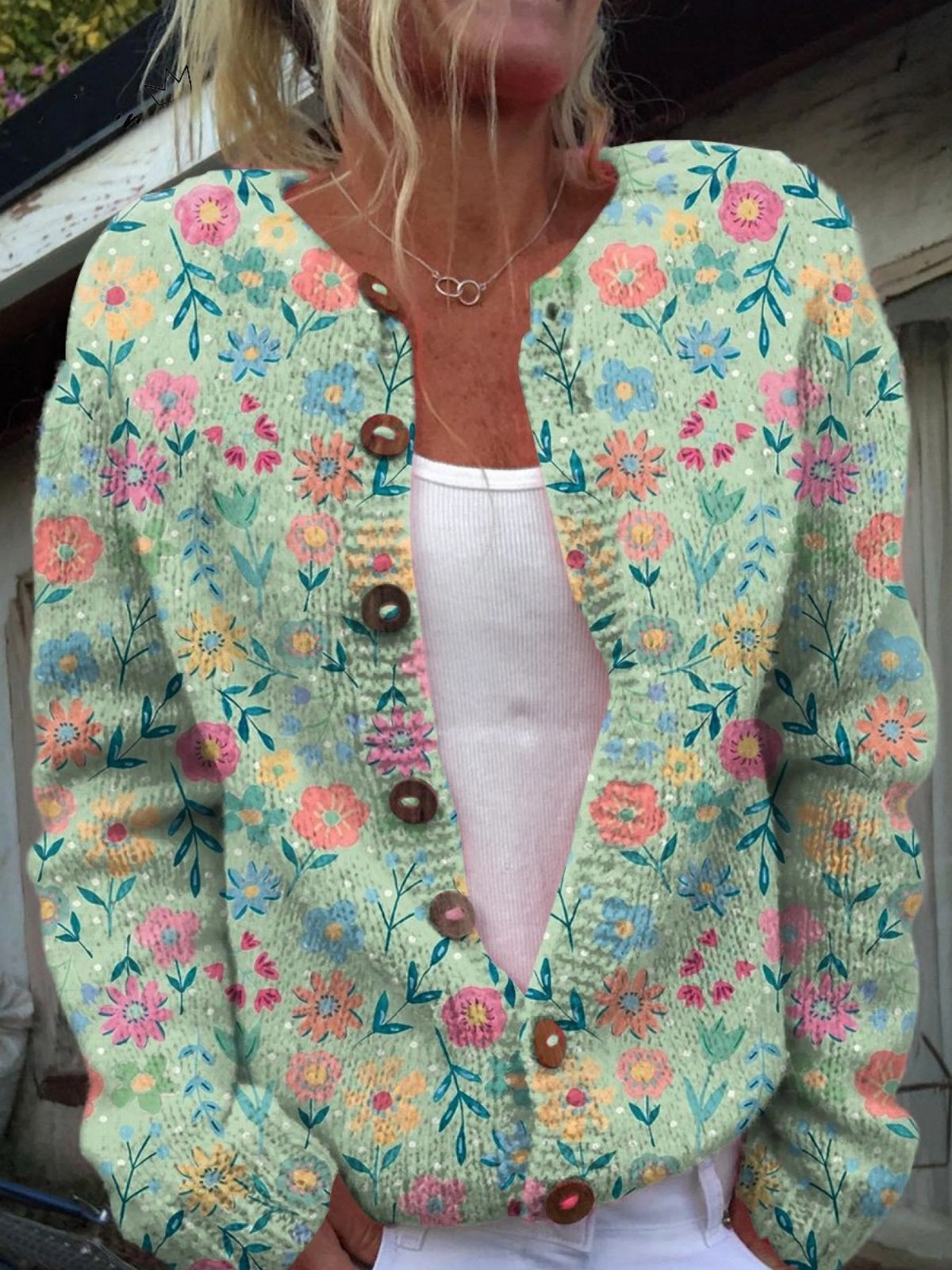 Mia | Women's Floral Cardigan Sweater Button Up Knit Jacket