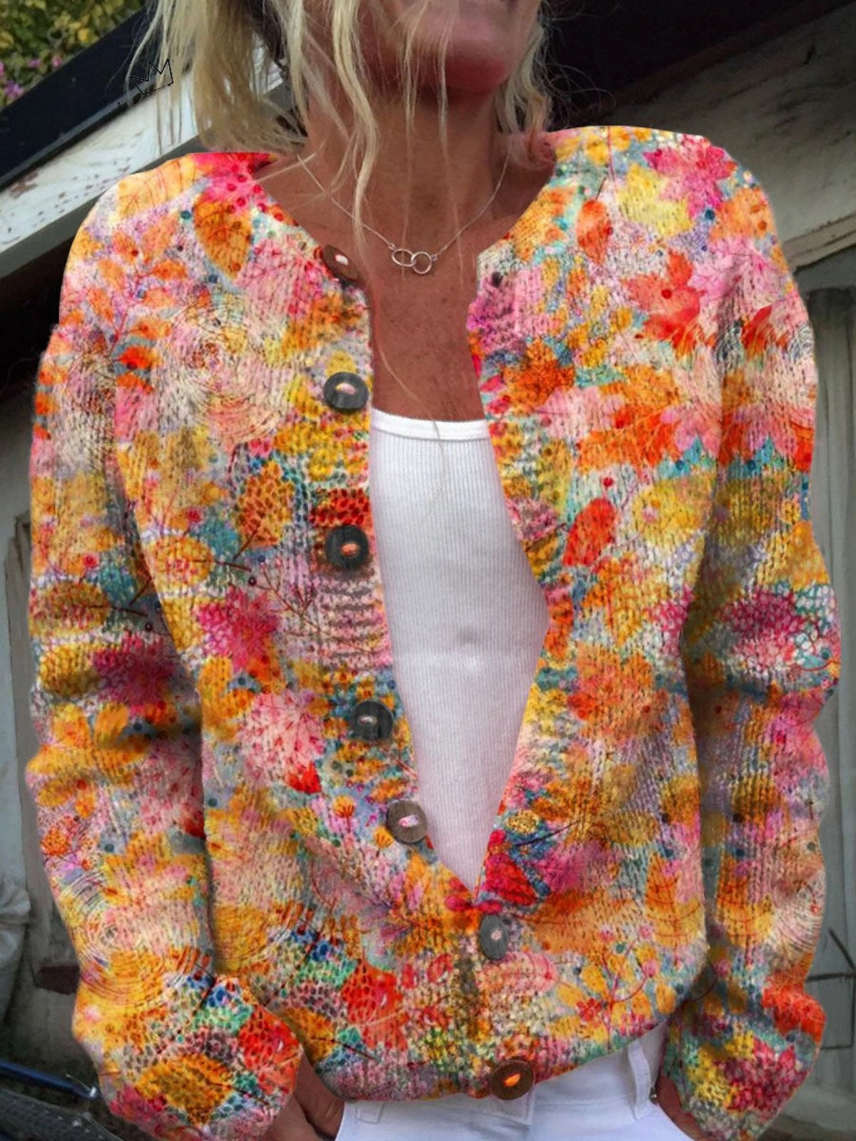 Mia | Women's Floral Cardigan Sweater Button Up Knit Jacket