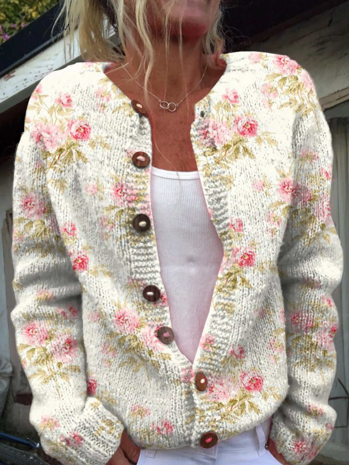 Mia | Women's Floral Cardigan Sweater Button Up Knit Jacket