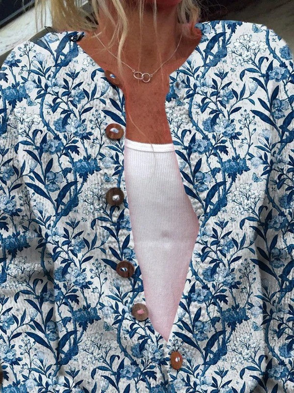 Mia | Women's Floral Cardigan Sweater Button Up Knit Jacket