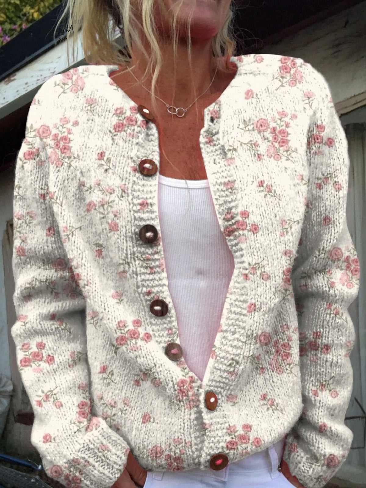 Mia | Women's Floral Cardigan Sweater Button Up Knit Jacket