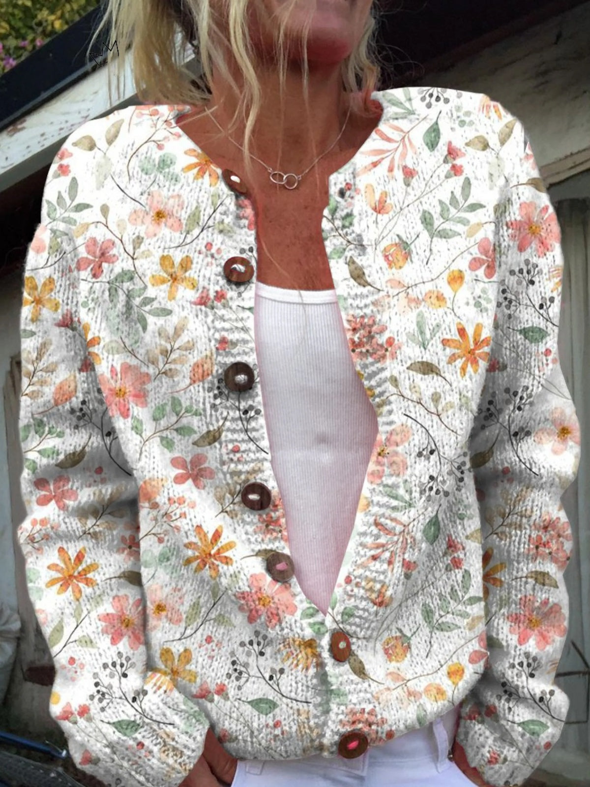 Mia | Women's Floral Cardigan Sweater Button Up Knit Jacket