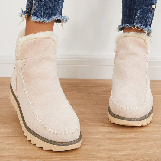 Adeline | Women's Suede Platform Winter Boots Sherpa Lined