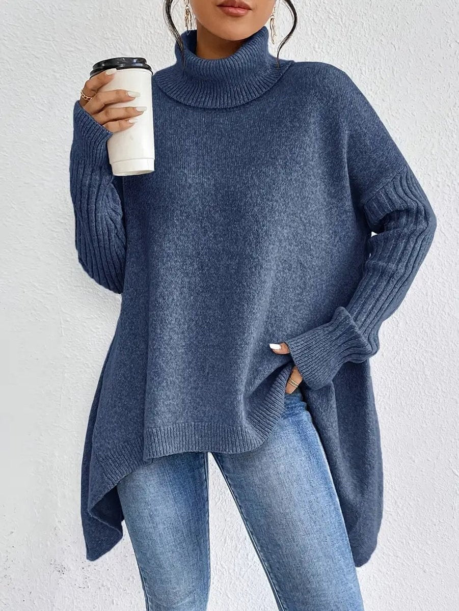Emily | Women's Oversized Knit Sweater Asymmetric Turtleneck
