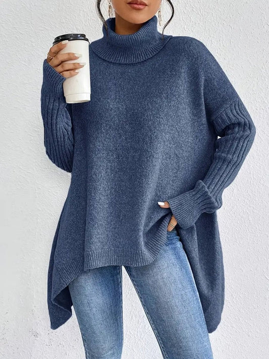 Emily | Women's Oversized Knit Sweater Asymmetric Turtleneck