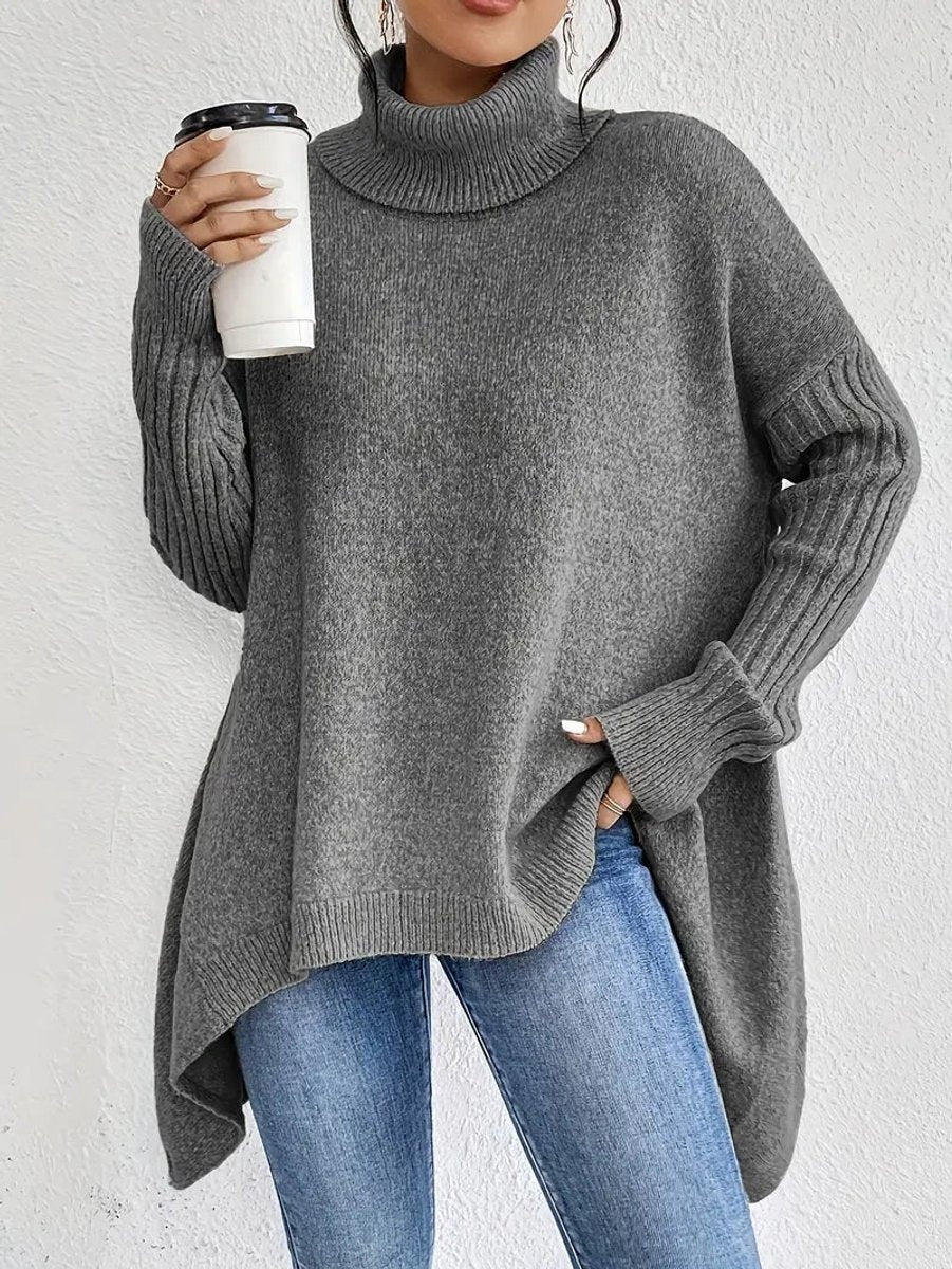 Emily | Women's Oversized Knit Sweater Asymmetric Turtleneck