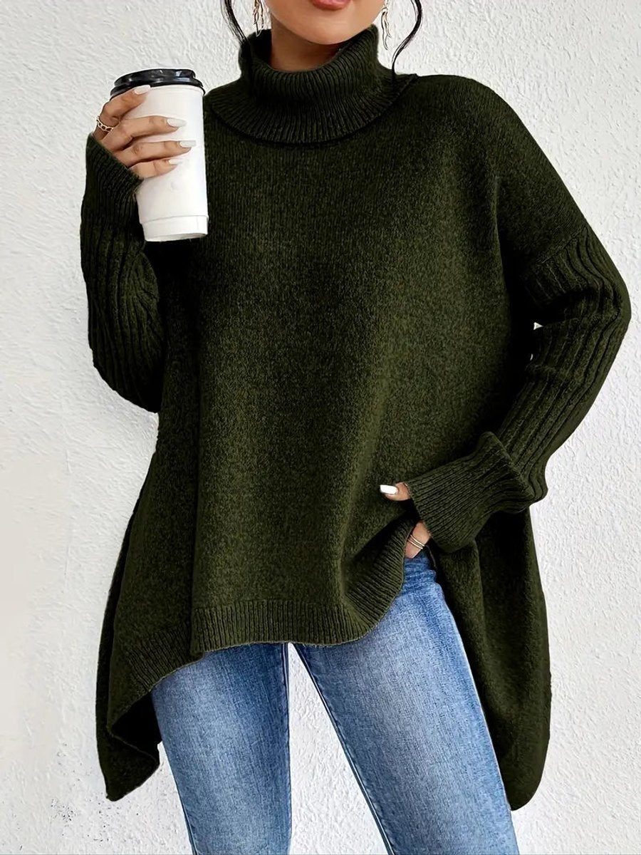 Emily | Women's Oversized Knit Sweater Asymmetric Turtleneck
