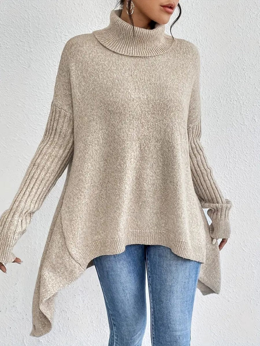 Emily | Women's Oversized Knit Sweater Asymmetric Turtleneck