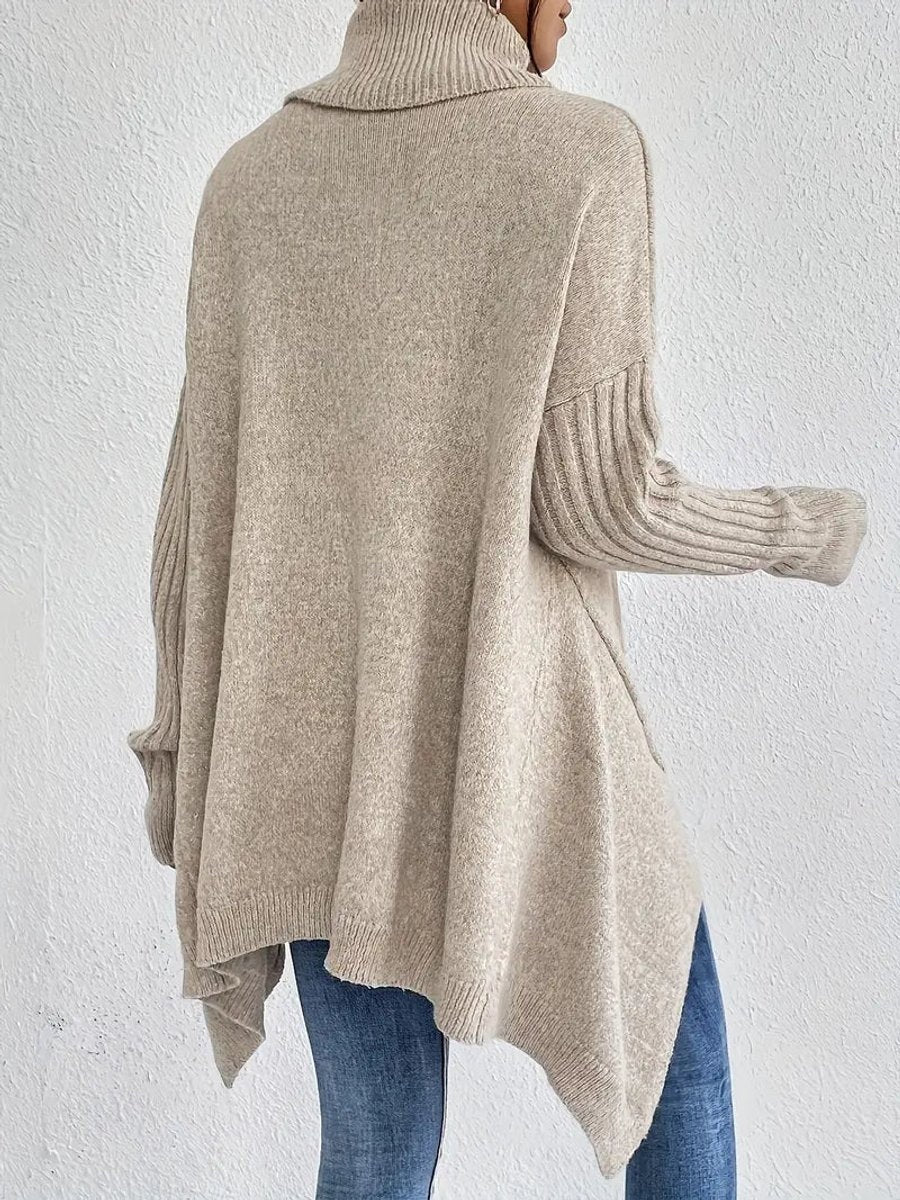 Emily | Women's Oversized Knit Sweater Asymmetric Turtleneck