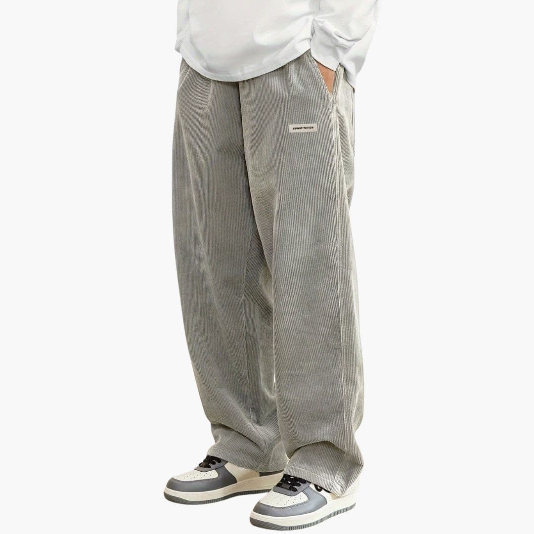 Jason | Men's Wide Leg Corduroy Pants Elastic Waist Drawstring