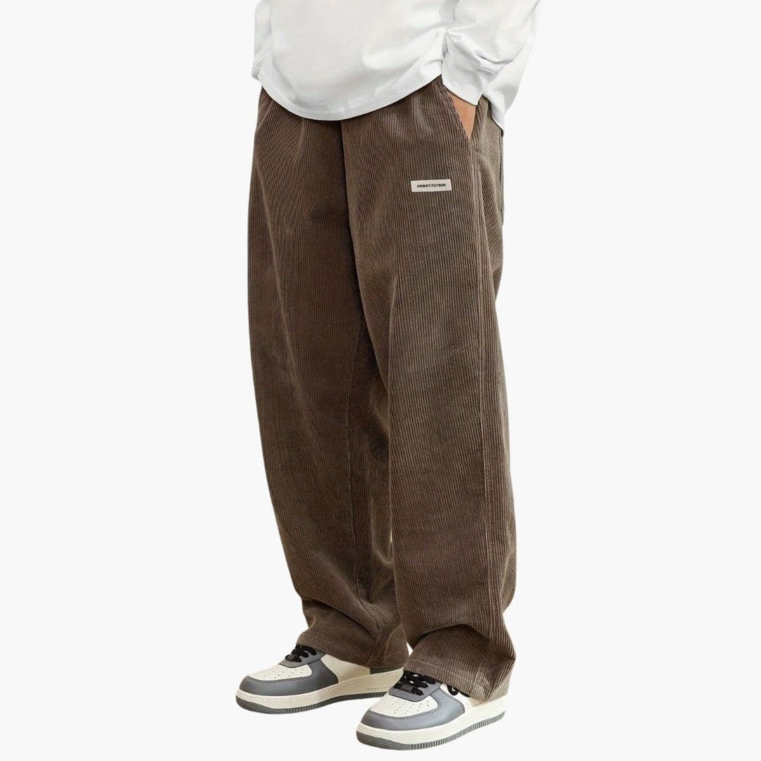 Jason | Men's Wide Leg Corduroy Pants Elastic Waist Drawstring