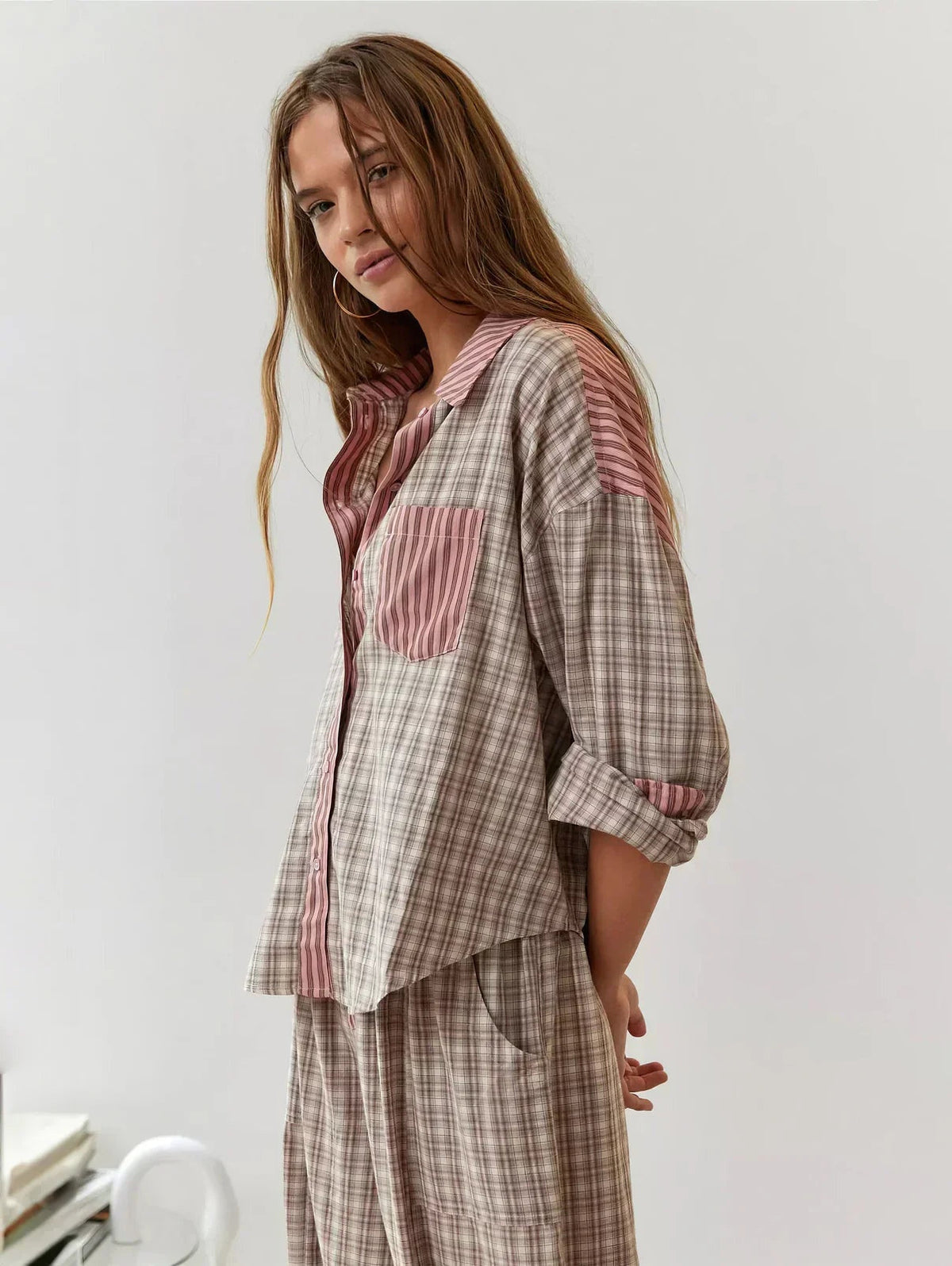 Elena | Women's Plaid Pajama Set Button Up Shirt and Pants