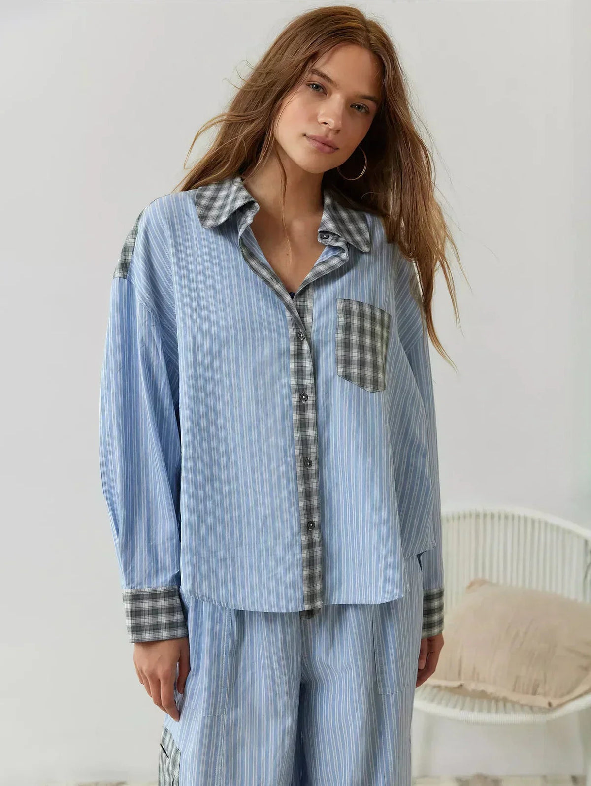 Elena | Women's Plaid Pajama Set Button Up Shirt and Pants