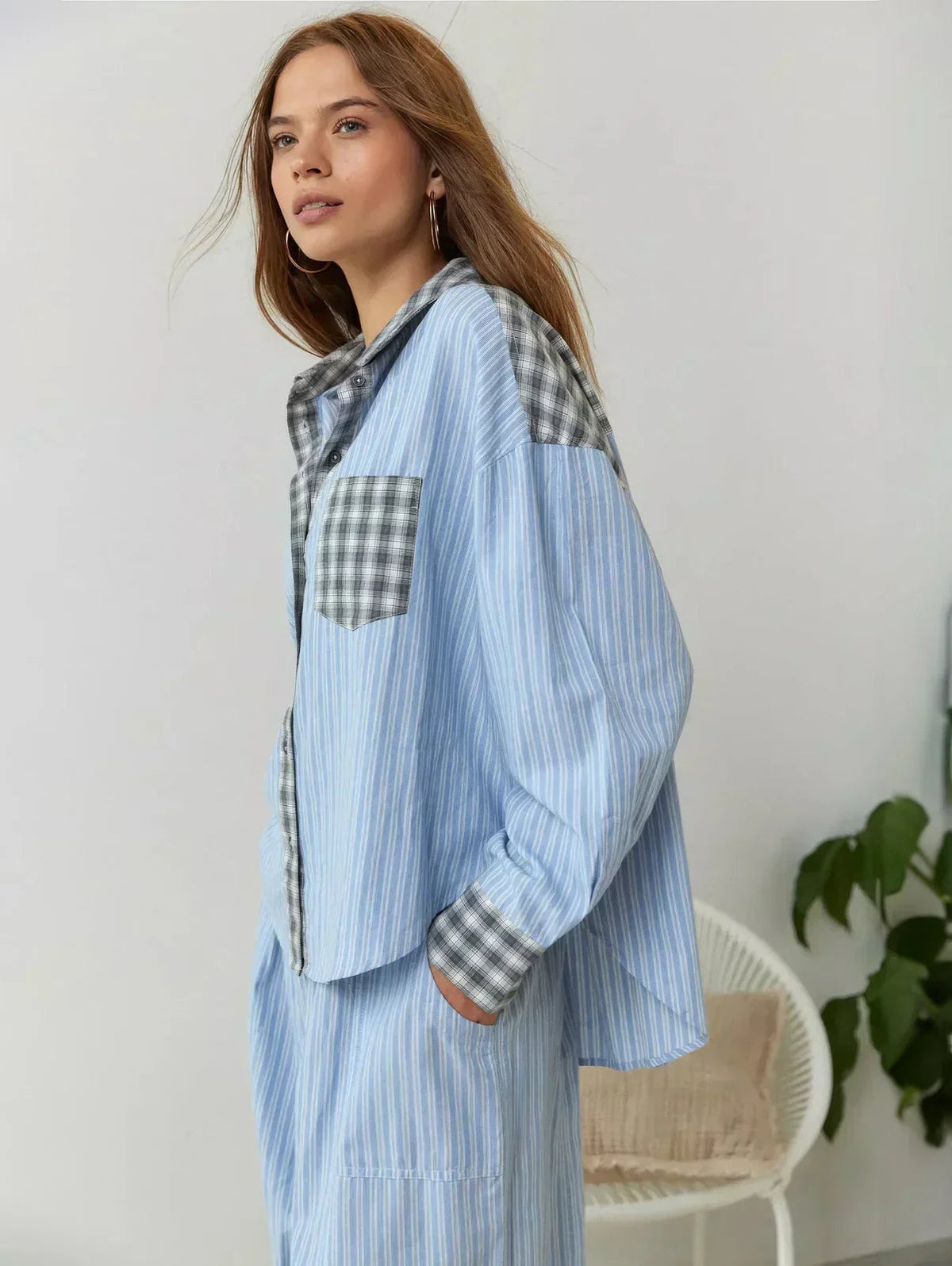 Elena | Women's Plaid Pajama Set Button Up Shirt and Pants