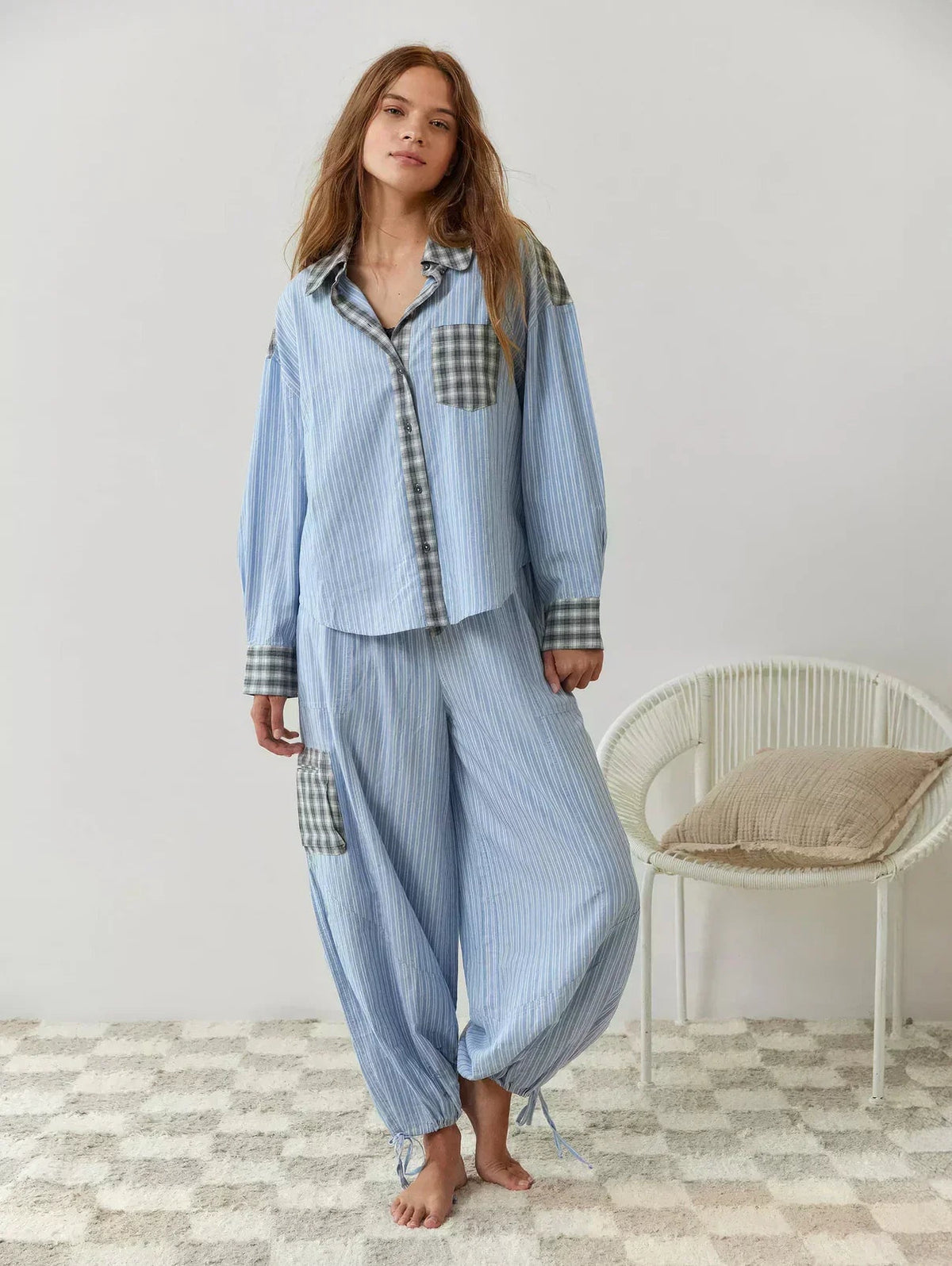 Elena | Women's Plaid Pajama Set Button Up Shirt and Pants