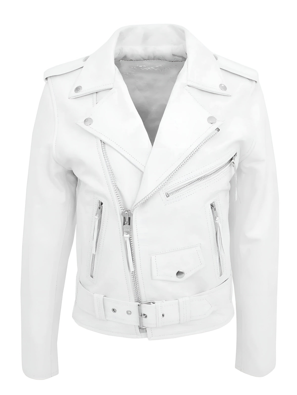 Men's Leather Jacket Biker Asymmetric Zipper Moto