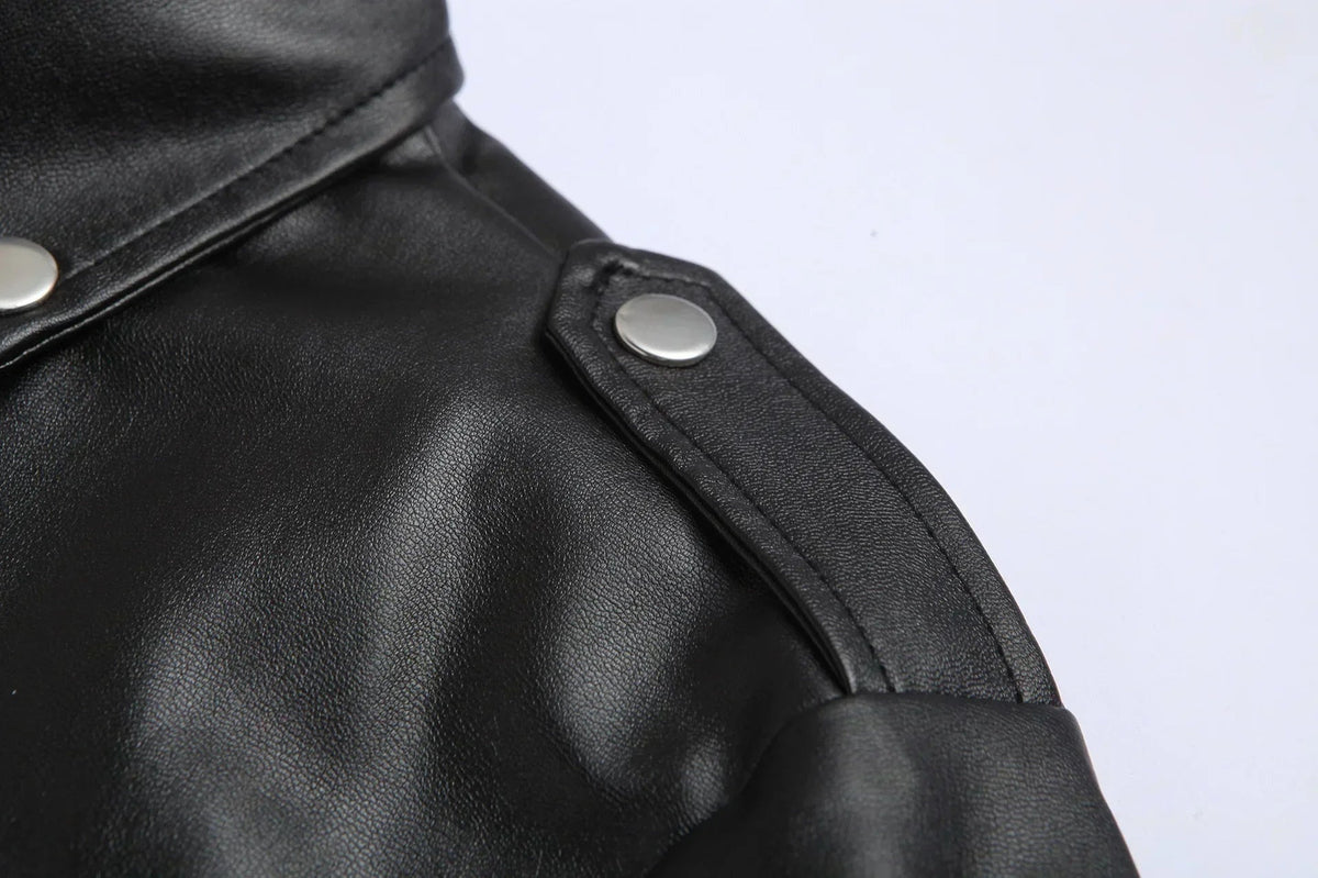 Men's Leather Jacket Biker Asymmetric Zipper Moto