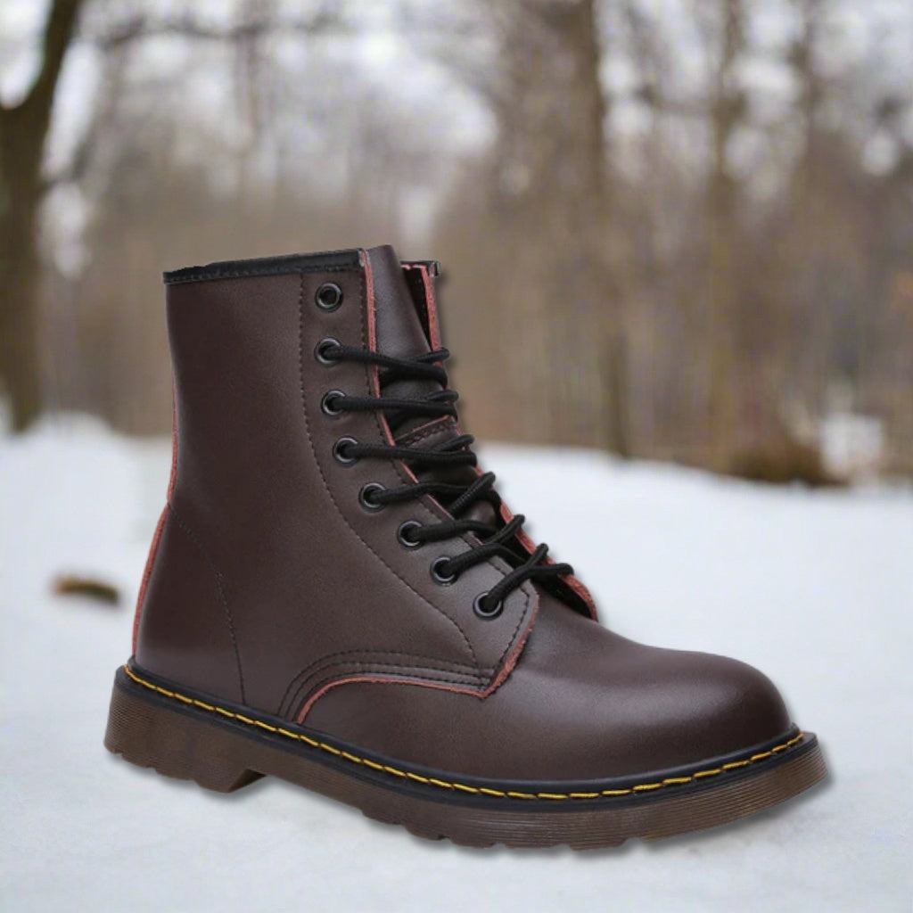 Robert | Men's Leather Combat Boots Lace Up Lug Sole