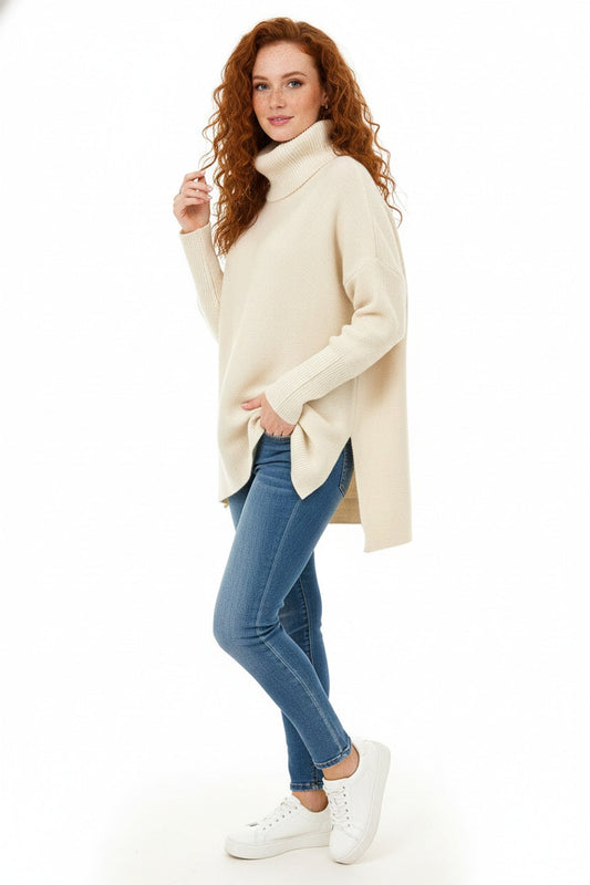 Ella | Women's Oversized Turtleneck Sweater Chunky Knit Long Sleeve