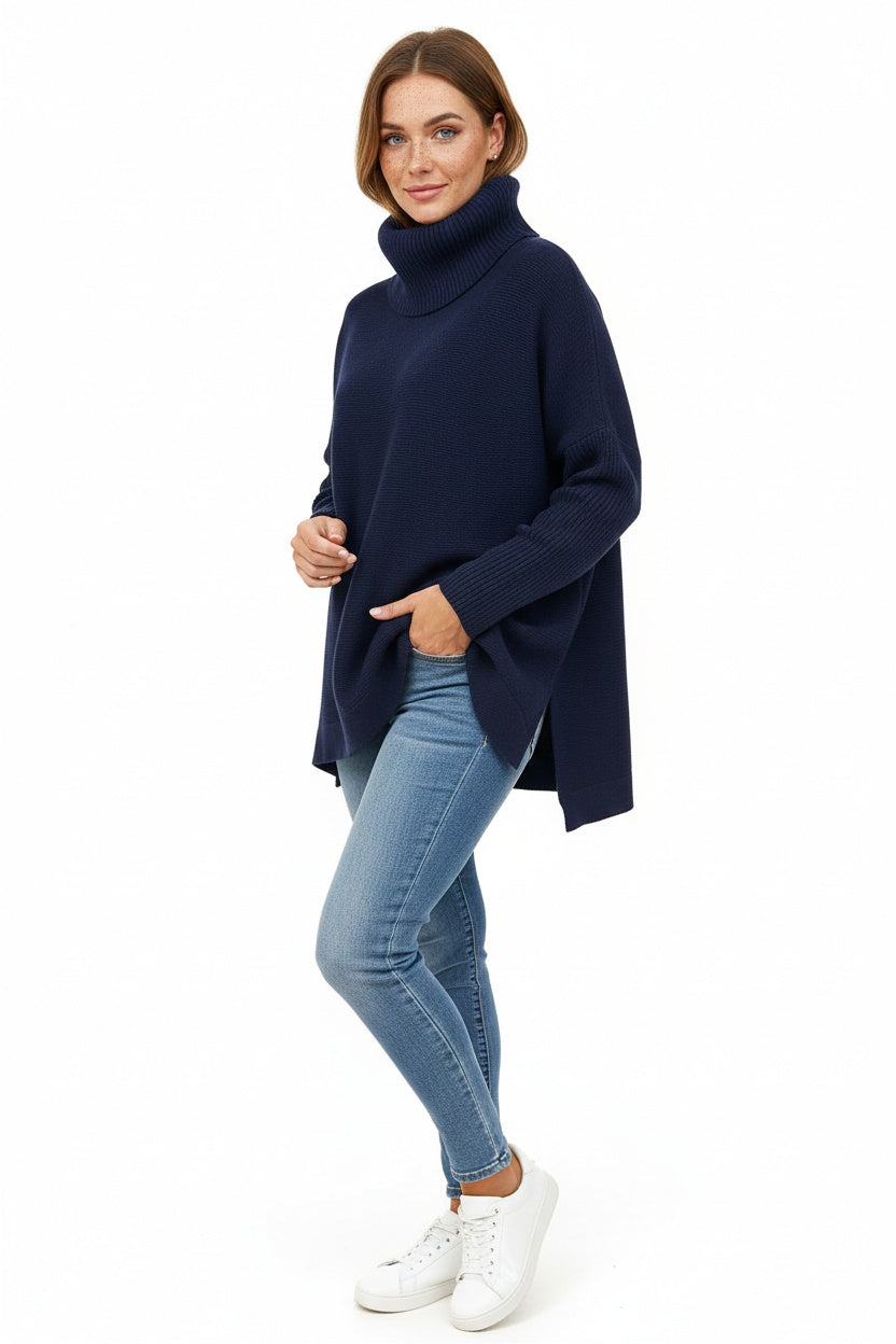 Ella | Women's Oversized Turtleneck Sweater Chunky Knit Long Sleeve