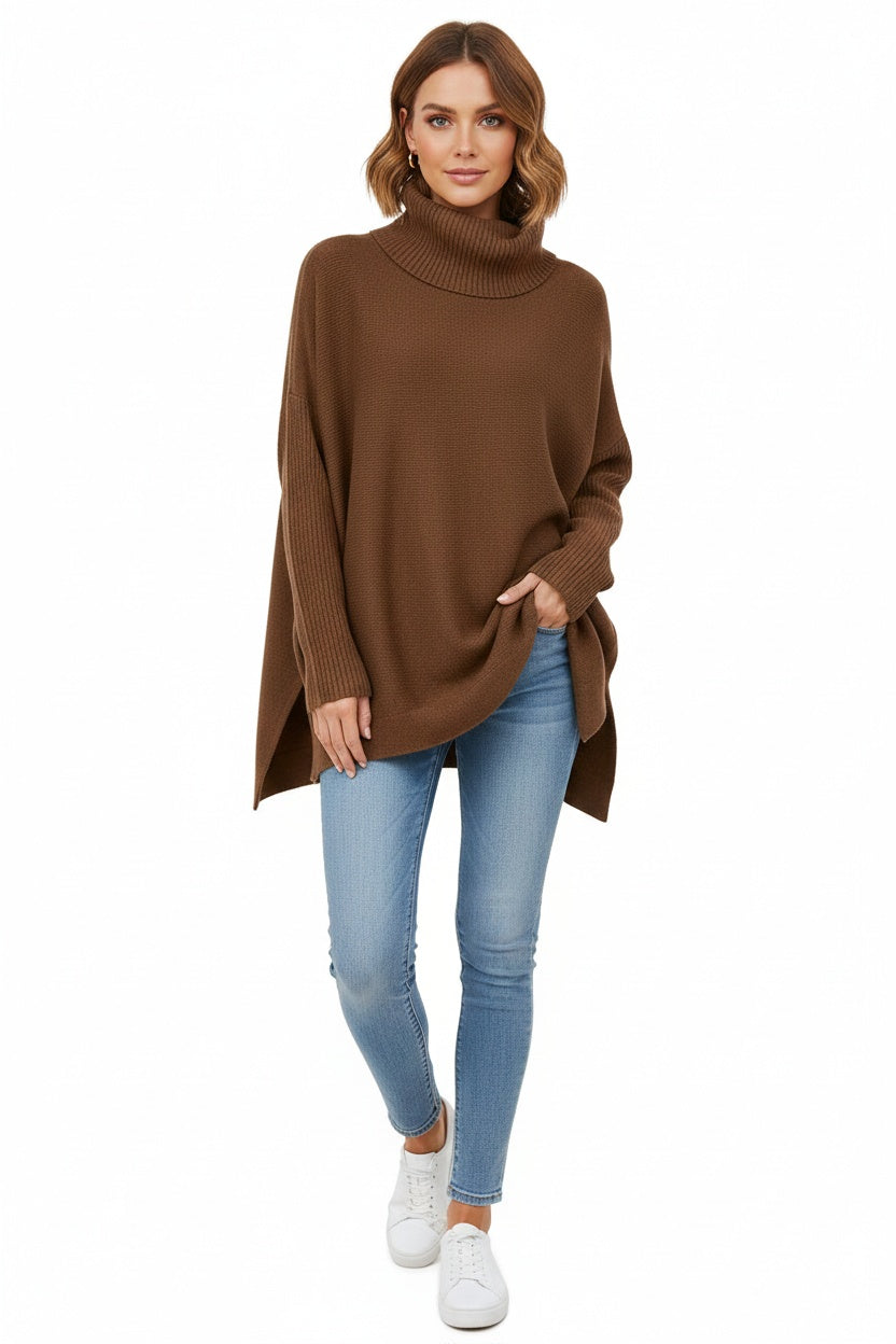 Ella | Women's Oversized Turtleneck Sweater Chunky Knit Long Sleeve
