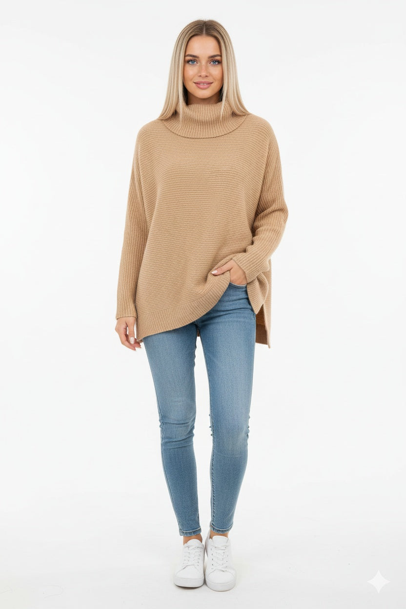 Ella | Women's Oversized Turtleneck Sweater Chunky Knit Long Sleeve