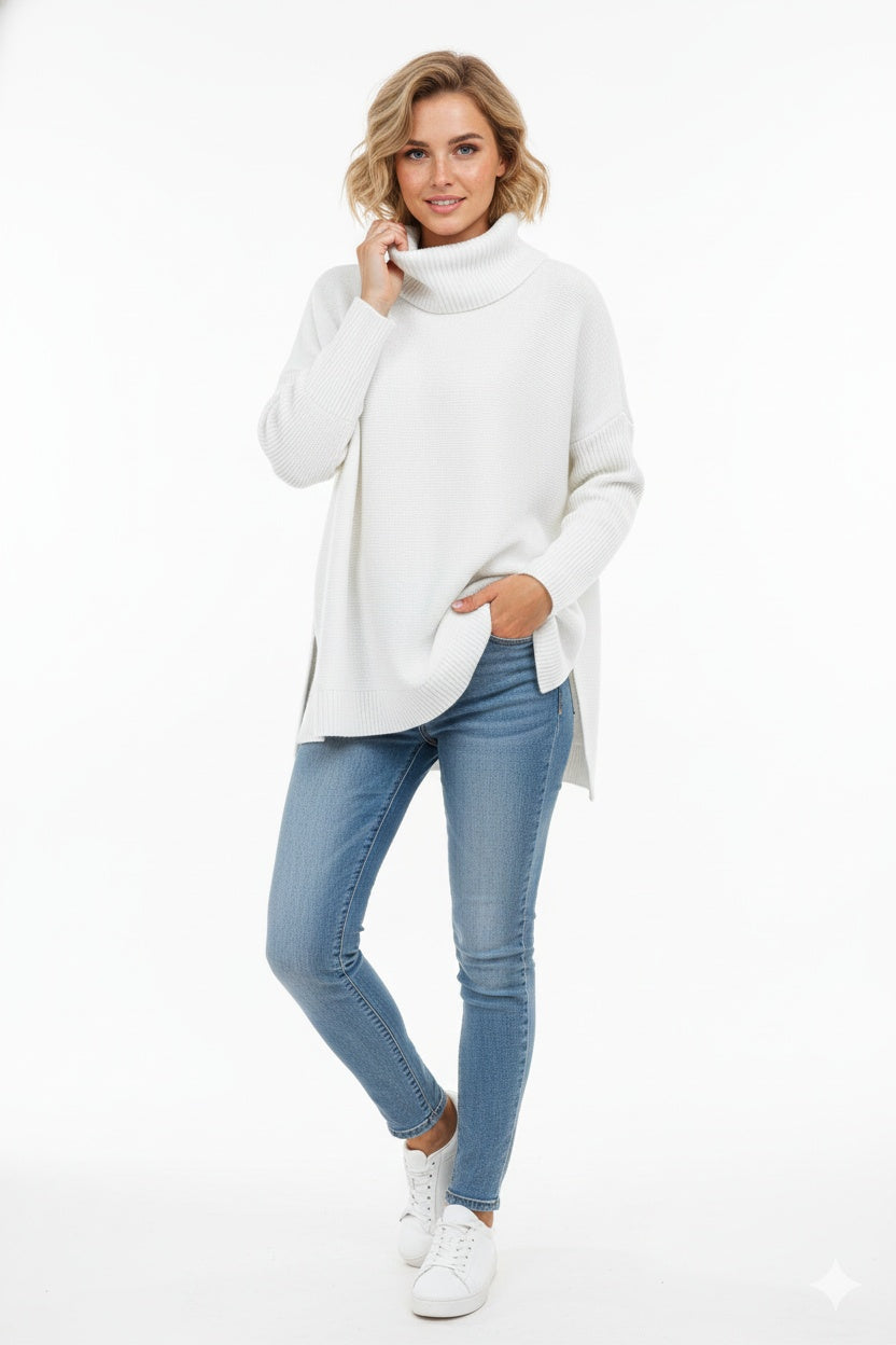 Ella | Women's Oversized Turtleneck Sweater Chunky Knit Long Sleeve