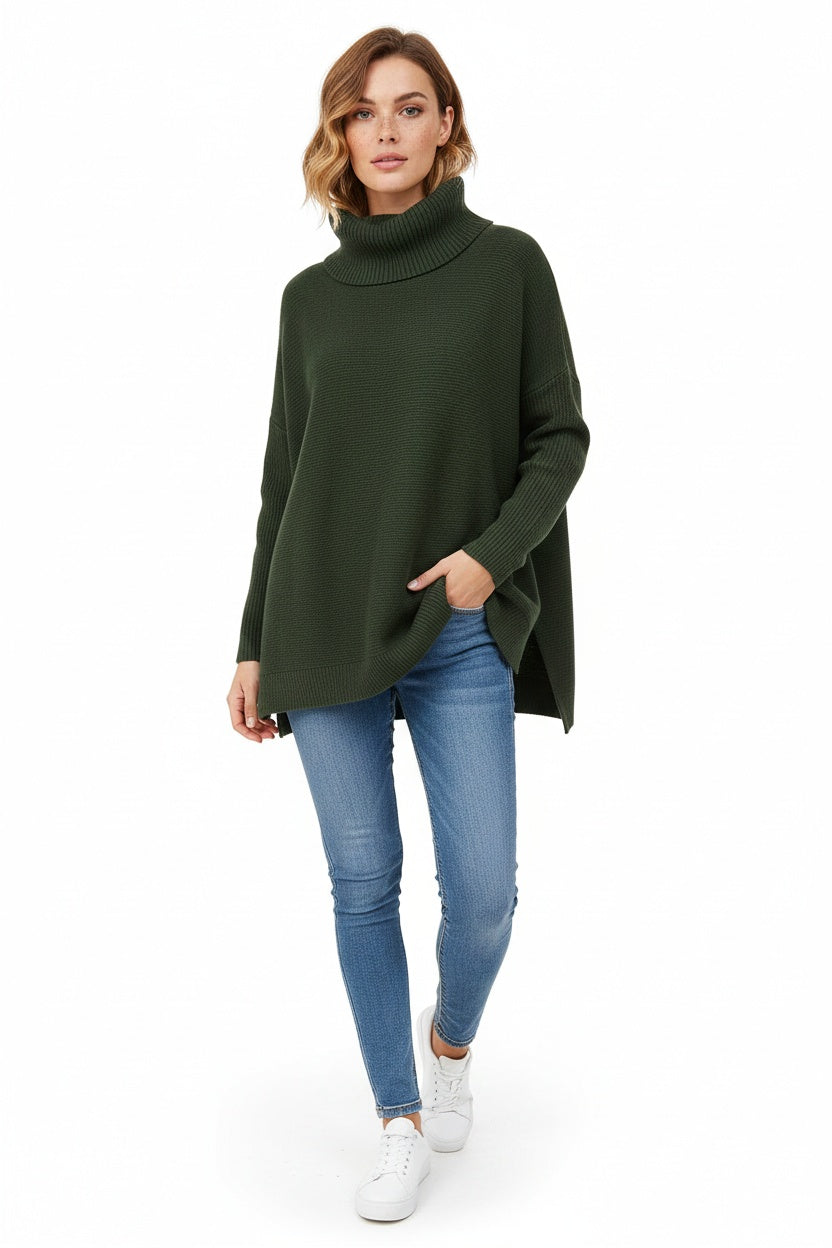 Ella | Women's Oversized Turtleneck Sweater Chunky Knit Long Sleeve