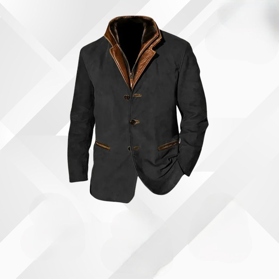Colton | Men's Leather Jacket Suede Trim Lapel Collar