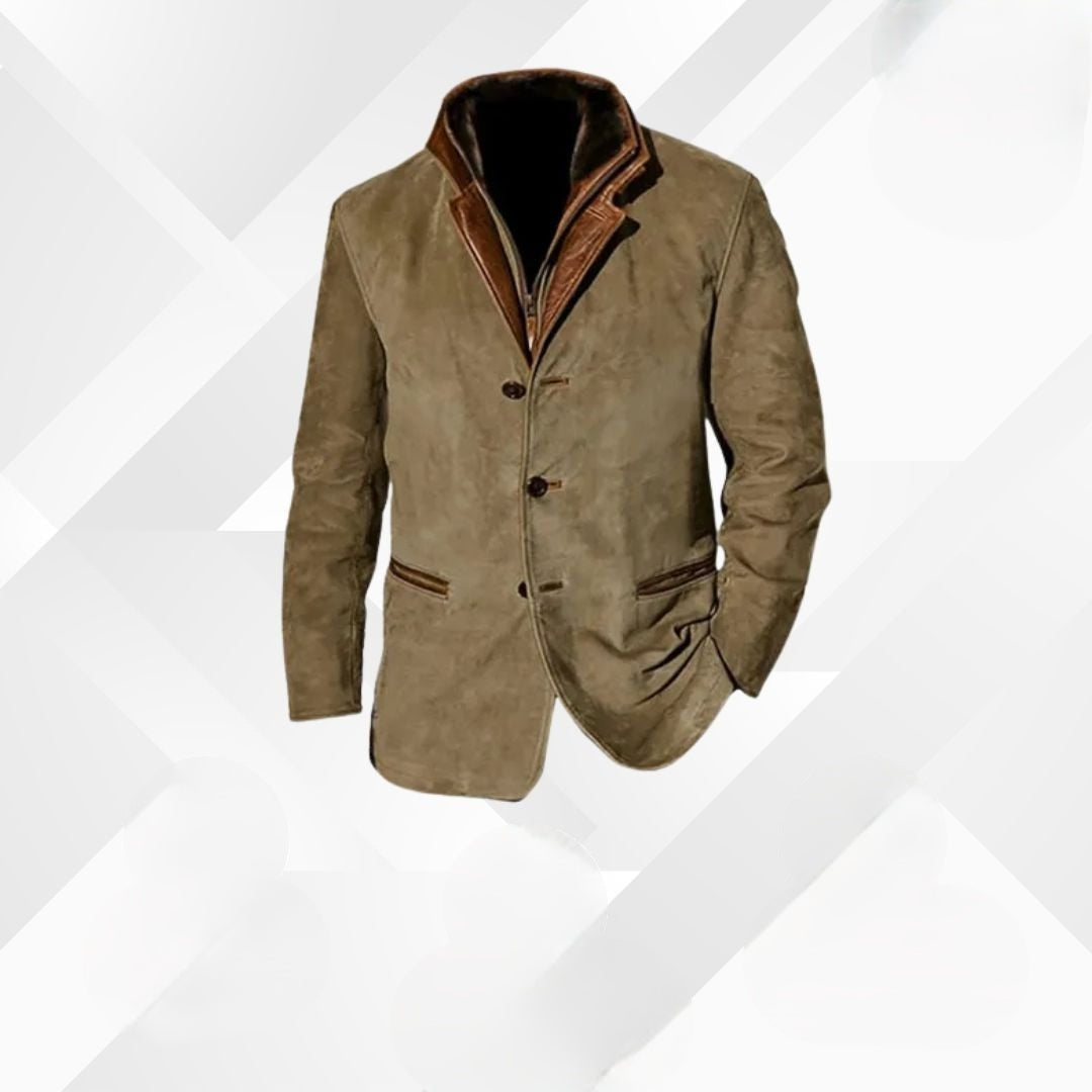 Colton | Men's Leather Jacket Suede Trim Lapel Collar