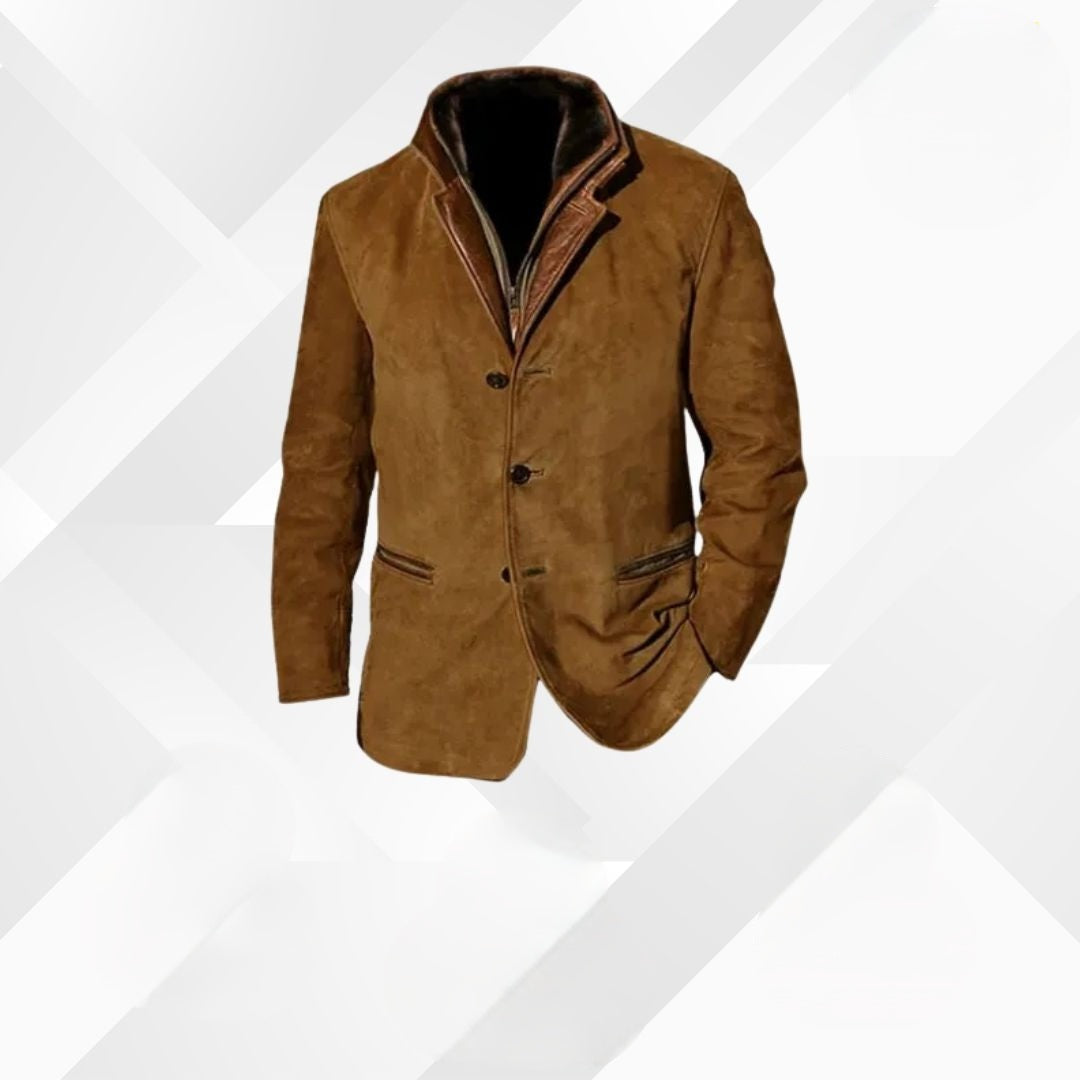 Colton | Men's Leather Jacket Suede Trim Lapel Collar