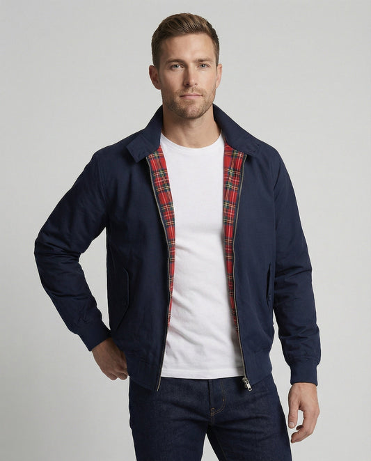 Brett | Men's Harrington Jacket Plaid Lined Zip Up