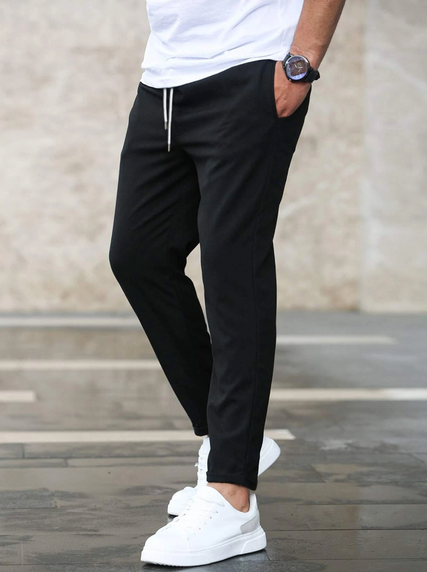 William | Men's Slim Fit Chino Pants Elastic Waist Drawstring