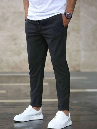 William | Men's Slim Fit Chino Pants Elastic Waist Drawstring