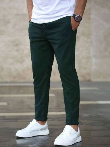 William | Men's Slim Fit Chino Pants Elastic Waist Drawstring
