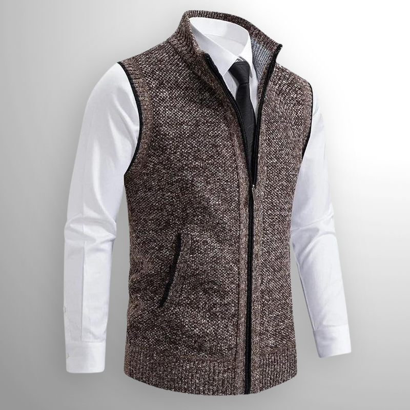 Maxwell | Men's Zip Up Sweater Vest Knit High Collar