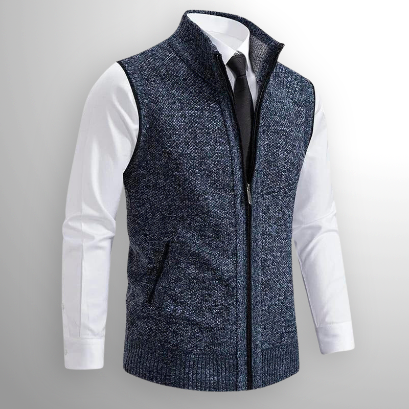 Maxwell | Men's Zip Up Sweater Vest Knit High Collar