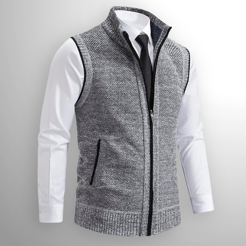 Maxwell | Men's Zip Up Sweater Vest Knit High Collar