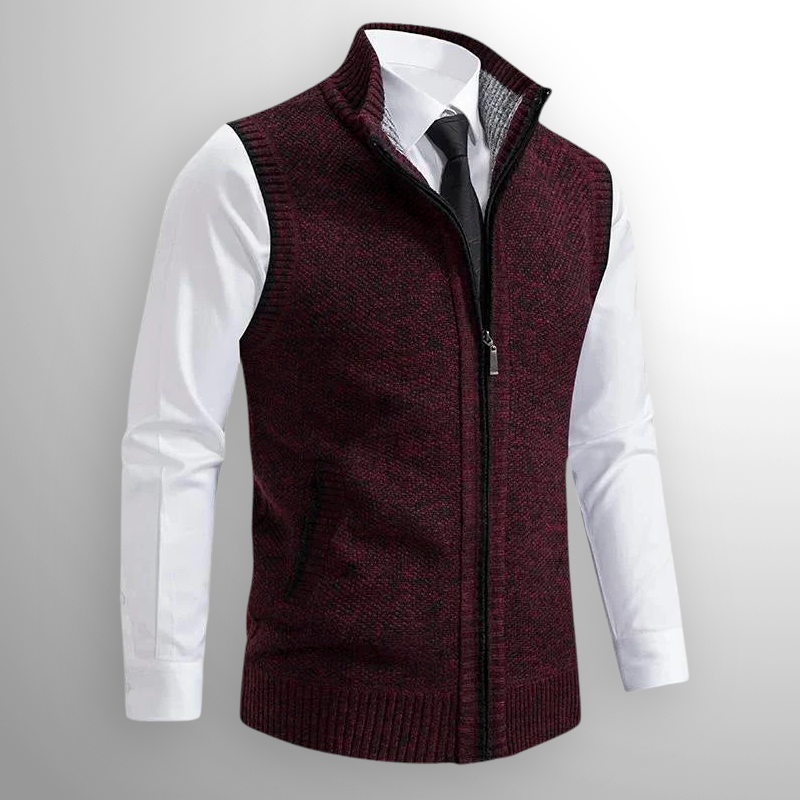 Maxwell | Men's Zip Up Sweater Vest Knit High Collar