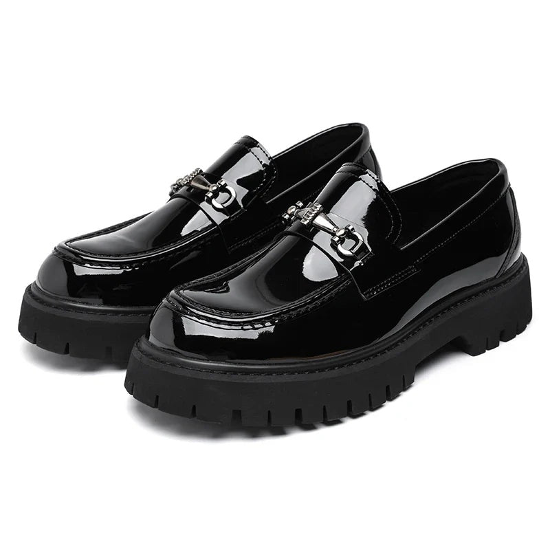 Byron | Men's Leather Platform Loafers Metal Buckle
