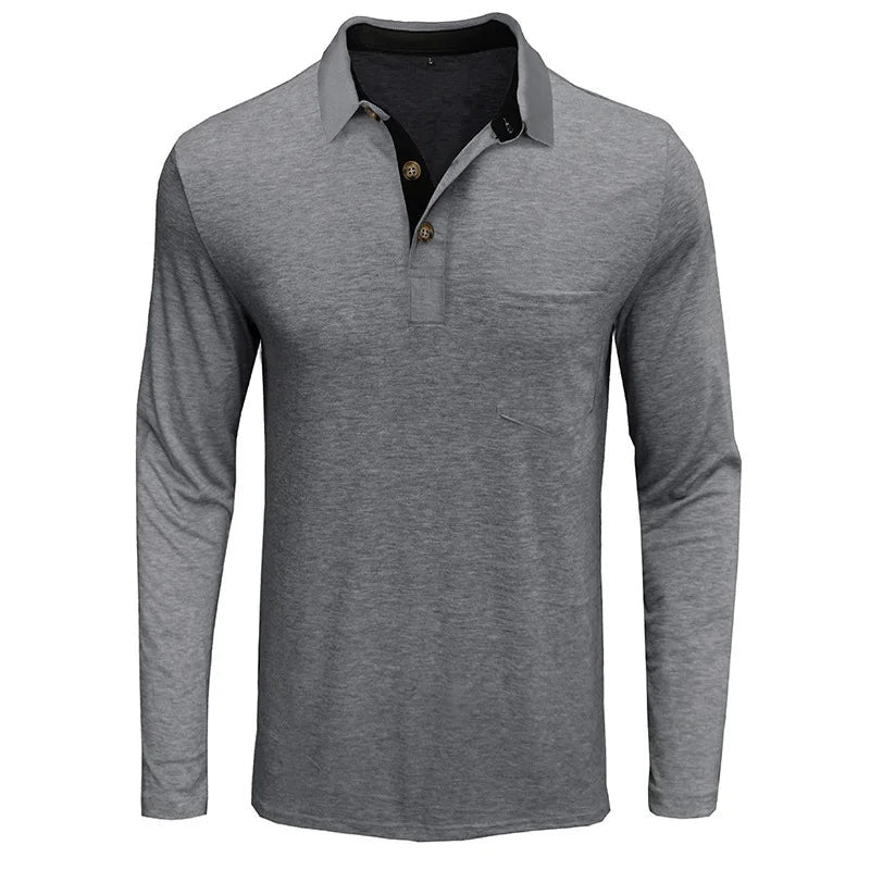 Harvey | Men's Long Sleeve Polo Collared Chest Pocket