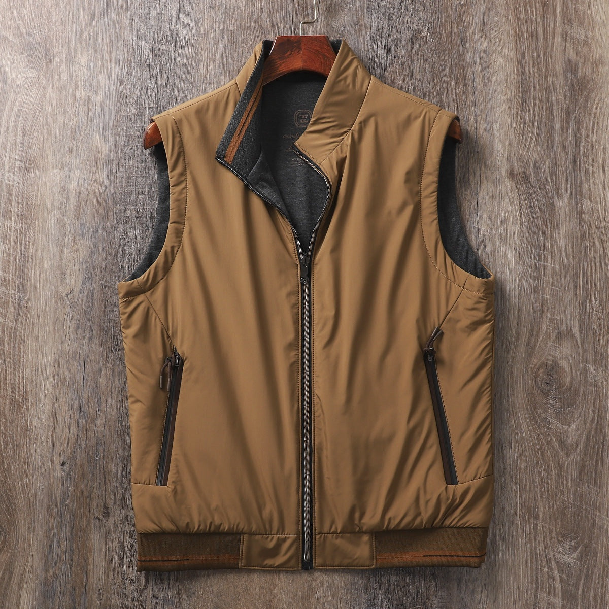 Silas | Men's Reversible Puffer Vest Stand Collar Zip Up