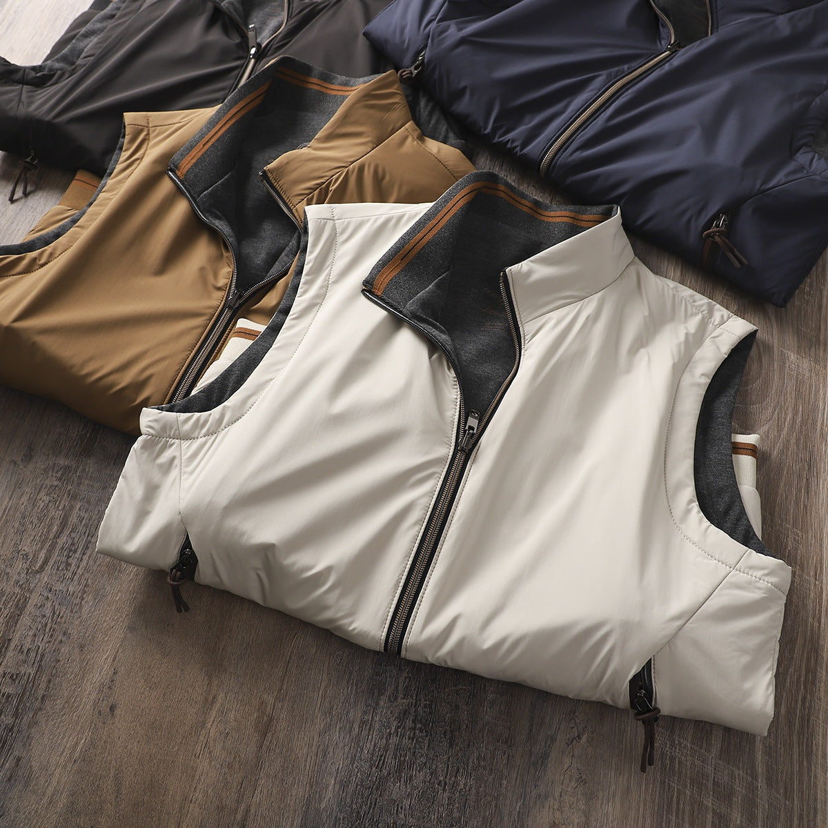 Silas | Men's Reversible Puffer Vest Stand Collar Zip Up