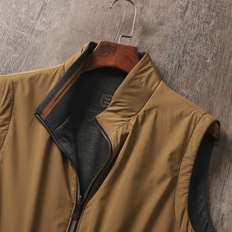 Silas | Men's Reversible Puffer Vest Stand Collar Zip Up