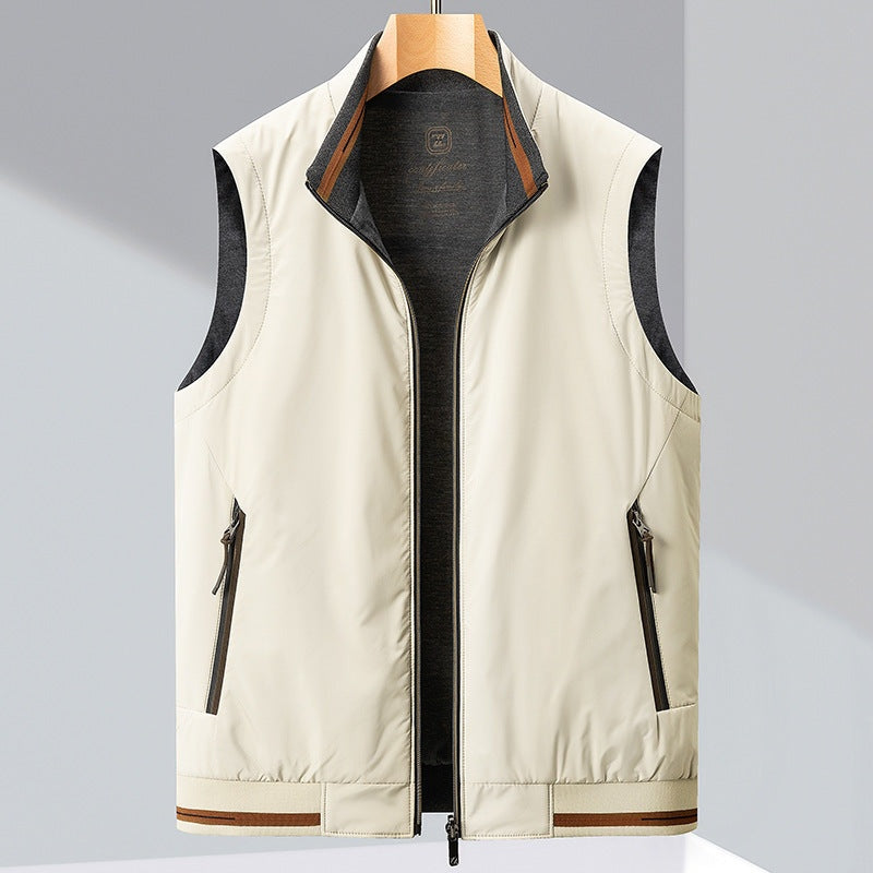 Silas | Men's Reversible Puffer Vest Stand Collar Zip Up