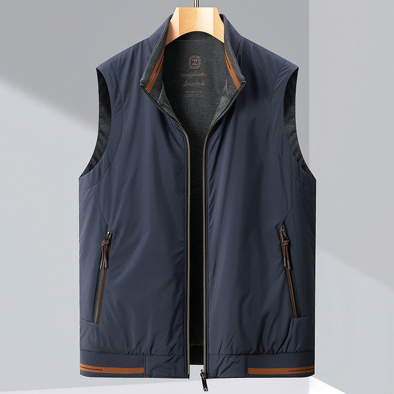 Silas | Men's Reversible Puffer Vest Stand Collar Zip Up